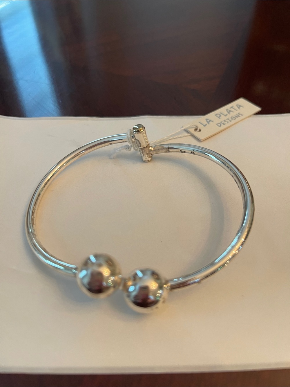 STERLING SILVER Ball-Detail Bangle Bracelet